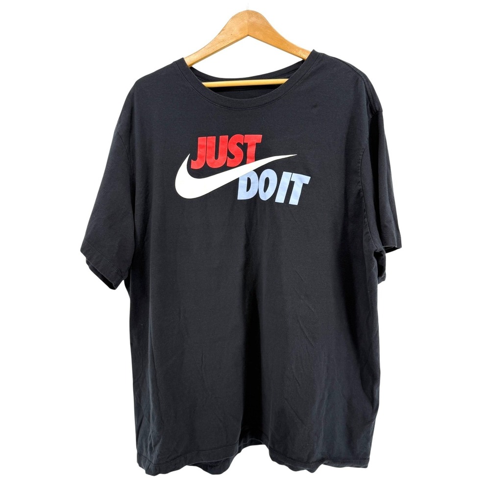 Nike T-Shirt Mens XXL Pre-Owned T-Shirt Black Just Do It Swoosh Logo Graphic Tee